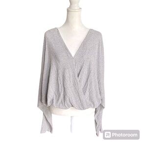 Jolie Women’s Plus Long-Sleeve Heather Wrap-Front Top